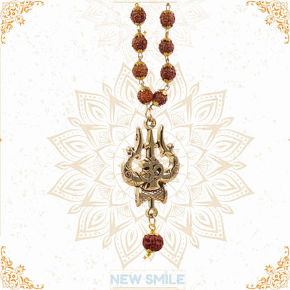Gold Plated Shiva Trishool Rudraksha Necklace