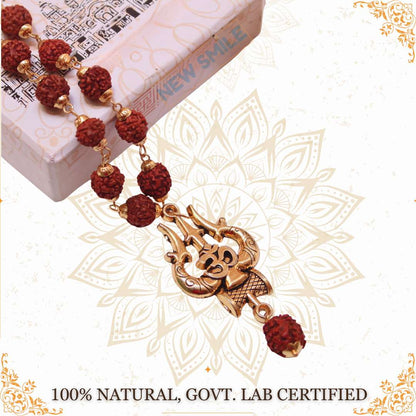 Gold Plated Shiva Trishool Rudraksha Necklace